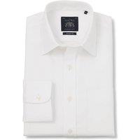 Savile Row Company London Men White Classic Fit Cotton Twill Non Iron Single Cuff Formal Shirt