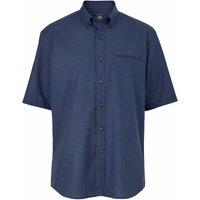 Savile Row Company London Men Classic Fit Linen Cotton Blend Button-Down Short Sleeve Casual Shirt in Navy | Size: Medium