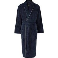 Savile Row Company London Men Supersoft Fleece Dressing Gown With Piping in Navy | Size: 2X-large