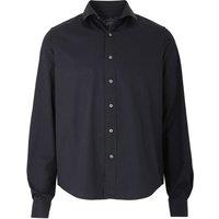 Savile Row Company London Men Slim Fit Cotton Twill Shorter Length Casual Shirt in Black | Size: large