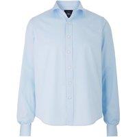 Savile Row Company London Men Slim Fit Cotton Twill Shorter Length Casual Shirt in Light Blue | Size: X-Large