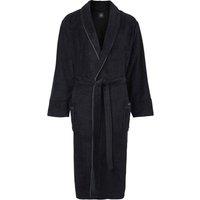 Savile Row Company London Men Supersoft Fleece Dressing Gown With Piping in Black | Size: large