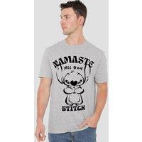 Disney Men Lilo & Stitch Namaste All Day T-Shirt in Grey | Size: large