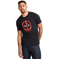 Marvel Men Deadpool Paint Logo T-Shirt in Black | Size: Medium