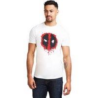 Marvel Men Deadpool Paint Logo T-Shirt in White | Size: X-Large