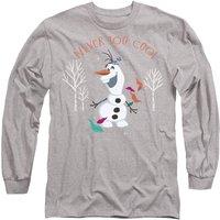 Disney Frozen Olaf Never Too Cool Long Sleeve T-Shirt, Athletic Heather in Light Grey | Size: X-Large
