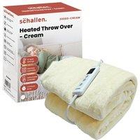 Schallen Luxury Soft Heated Warm Throw Over Blanket with Timer & 10 Heat Settings in Cream
