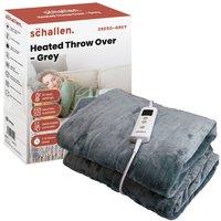 Schallen Luxury Soft Heated Warm Throw Over Blanket with Timer & 10 Heat Settings in Grey