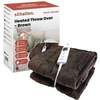 Schallen Luxury Soft Heated Warm Throw Over Blanket with Timer & 10 Heat Settings in Brown