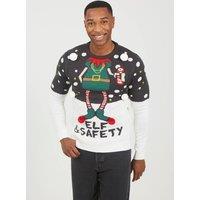 Brave Soul Men Elf Slogan Novelty Christmas Jumper in Charcoal | Size: Medium