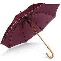 Kimood Men Automatic Open Wooden Handle Walking Umbrella in Burgundy