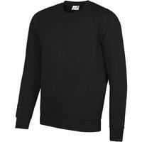 AWDis Men Academy Crew Neck Raglan Sweatshirt in Black | Size: X-Large