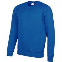 AWDis Men Academy Crew Neck Raglan Sweatshirt in Blue | Size: X-Large