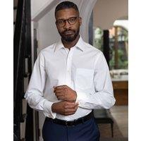 Savile Row Company London Men White Classic Fit Cotton Poplin Double Cuff Formal Shirt