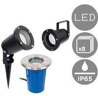 ValueLights Berwick 3 in 1 8 Pack Silver Outdoor Light (Multi-Installation)