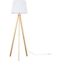 ValueLights Barbro Light Wood Tripod Floor Light Lamp with XL Taper Shade in White