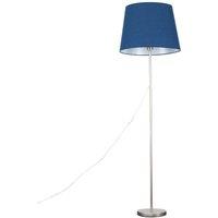 ValueLights Charlie Modern Stem Brushed Chrome Floor Lamp in Metallic Silver