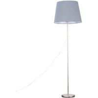 ValueLights Charlie Modern Stem Brushed Chrome Floor Lamp in Metallic Silver