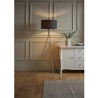 ValueLights Camden Brushed Chrome Tripod Floor Lamp with Drum Lamp Shade and Bulb in Charcoal