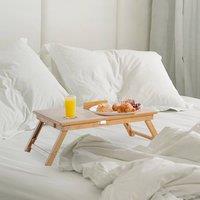 HOMCOM Portable Laptop Desk Notebook Tray PC Bed Table with Drawer Adjustable in Light Brown