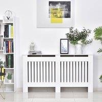 HOMCOM Radiator Cover Painted Slatted MDF Cabinet Lined Grill S/M/L in White