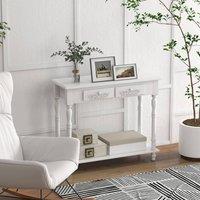 HOMCOM Console End Table Entryway Cupboard 2 Drawers Storage in White