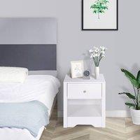 HOMCOM Bedside Table Unit Drawer Shelf Cabinet Chest Solid Wood Furniture in White