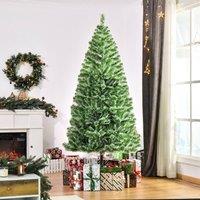 HOMCOM 7FT Artificial Christmas Tree Metal Stand Home Decoration Gift in Green
