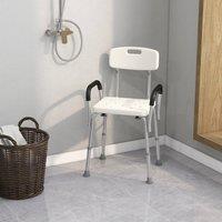 HOMCOM Light Weight Aluminum Shower Bench Portable Lift Chair w/ Back & Armrest in White