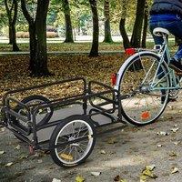 HOMCOM Bike Trailer Cargo Bicycle Storage Carrier with Hitch Steel Frame in Black