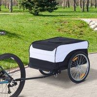 HOMCOM Bicycle Storage Carrier Bike Trailer Cargo with Hitch White and Black