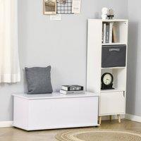 HOMCOM 113L Storage Chest, Storage Box with Flip-Top Lid for Entryway in White