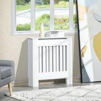 HOMCOM Radiator Cover Wooden Cabinet Vertical Slatted Vent MDF Home in White