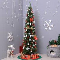 HOMCOM 5FT Pencil Artificial Christmas Tree with Solid Stand Tips White in Green