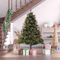 HOMCOM 5FT Pre-Lit Christmas Tree Artificial Spruce Holiday Dcor W/ Metal in Green