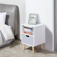 HOMCOM Scandinavian Nordic Style Bedside Table End Nightstand Lamp Desk in White