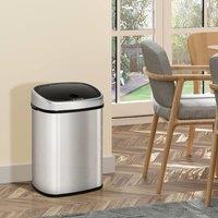 HOMCOM Sensor Dustbin Touchless Trash Can Automatic Garbage Bin Stainless Steel in Silver | Size: Large