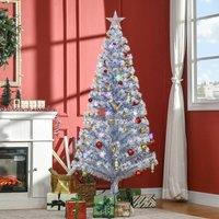 HOMCOM Artificial Fibre Optic Christmas Tree Seasonal Decoration w/ LED Lights in Blue