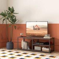 HOMCOM Industrial Style TV Stand Cabinet Storage&2 Shelves Metal Frame in Brown