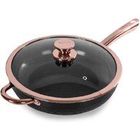 Tower Linear Saute Pan With Lid,28cm,Induction Safe, Black & Rose Gold T800003RB