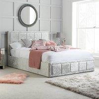 Fabric Ottoman Bed Frame Storage Birlea Hannover Gas Lift in Metallic Silver | Size: Small Double