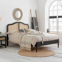Rattan Wooden Bed Frame Birlea Leonie Bedstead in Black | Size: Super King