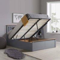 Birlea Stone Grey Wood Small Double Ottoman Bed and Mattress Bundle Phoenix Nebula 120cm 4ft in Mid Grey