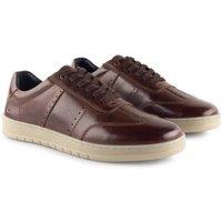 Silver Street London Men Marco Leather Casual Mens Trainers in Dark Brown | Size: 8
