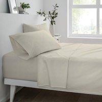 Smart Living Luxury Non-Iron Easy CarePolycotton 32cm Deep Fitted Bedsheet in Natural | Size: Double Fitted