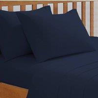 Smart Living Luxury Non-Iron Easy CarePolycotton 32cm Deep Fitted Bedsheet in Navy | Size: Double Fitted