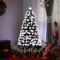 HOMCOM 5ft White Light Artificial Christmas Tree 180 LEDs Star Topper in Green