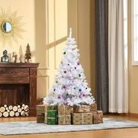HOMCOM 5ft Snow Artificial Christmas Tree Metal Stand Decorations Home in White