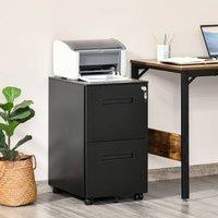 Vinsetto Mobile File Cabinet Home Filing Furniture with Adjustable Partition, Lock in Black
