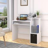 HOMCOM Computer Desk with Sliding Keyboard Tray Storage Drawer Shelf Workstation in White